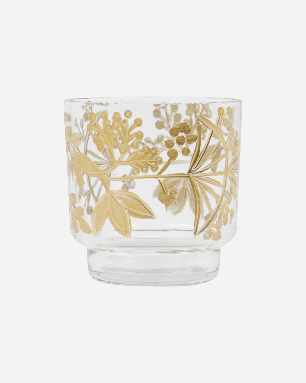 Tealight holder, Find, Glass & Gold, small
