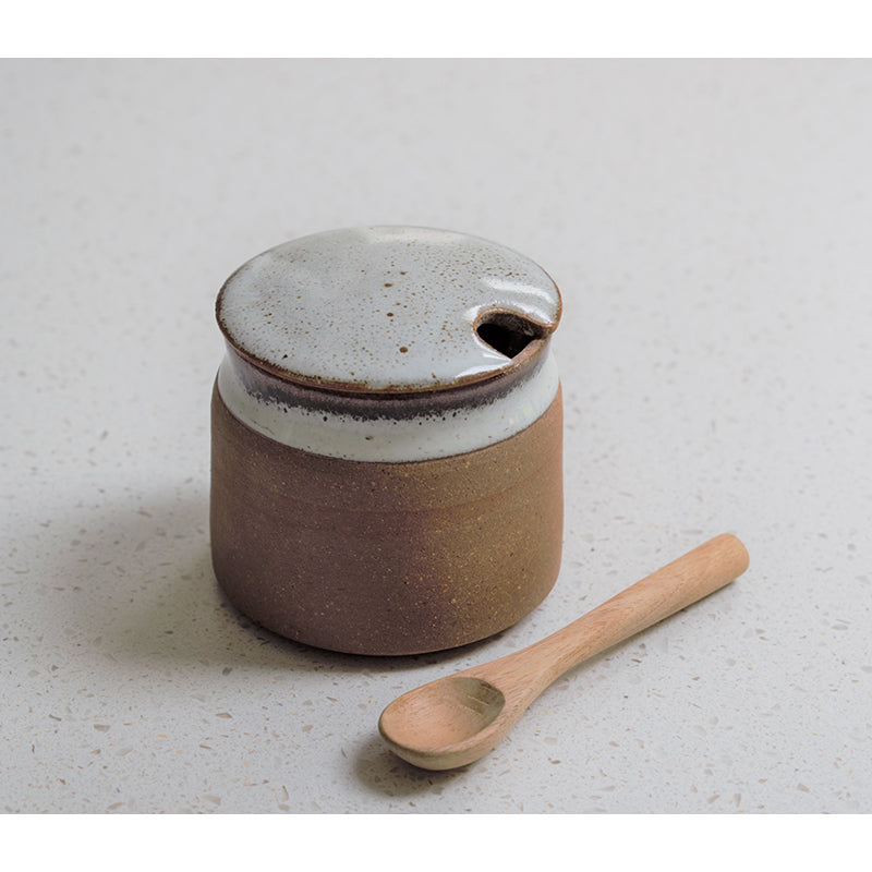 Stoneware Sugar Pot with Spoon - Tawny