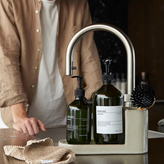 Sink Tidy, Brush and soap holder, large, Datura, Shell grey