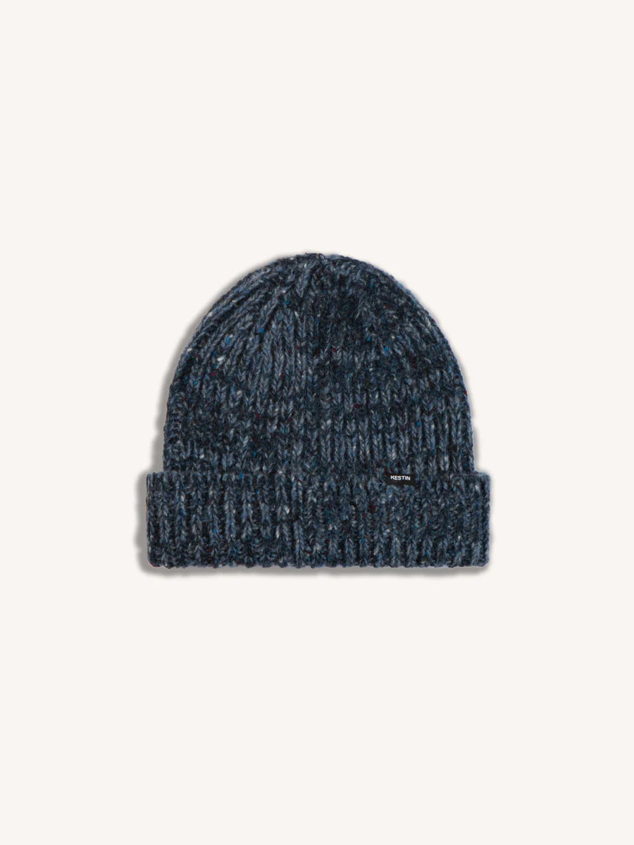 Isla Beanie in Merino Navy Marl Wool