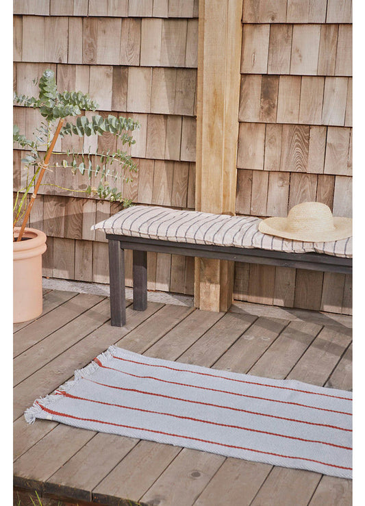 Outdoor bench cushion, clay stripes
