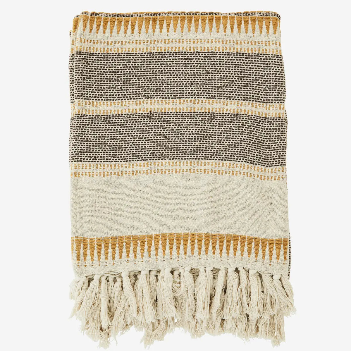RECYCLED COTTON THROW ecru, brown, honey