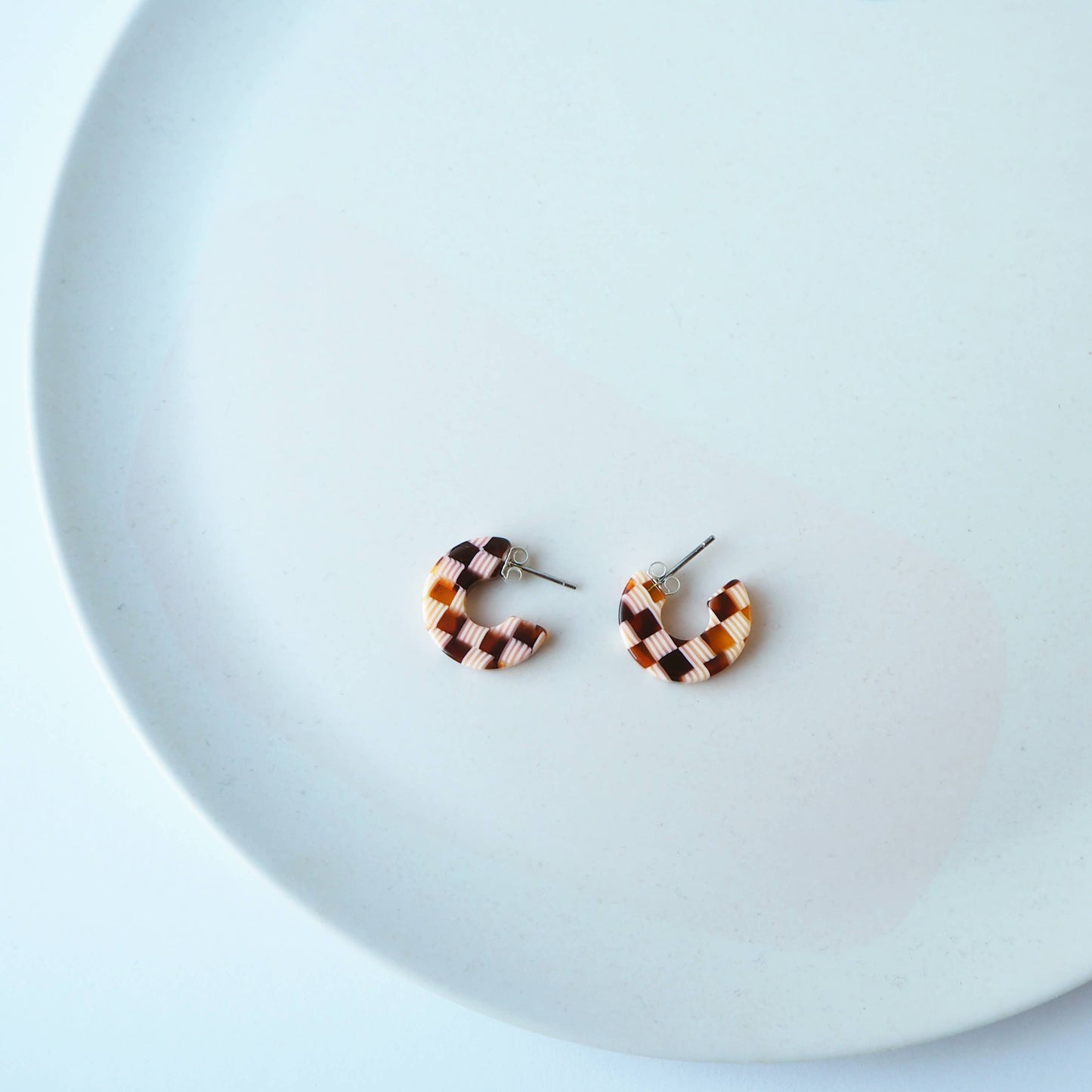 Custom Made - Honey Checker Super Mini Hoop Earrings