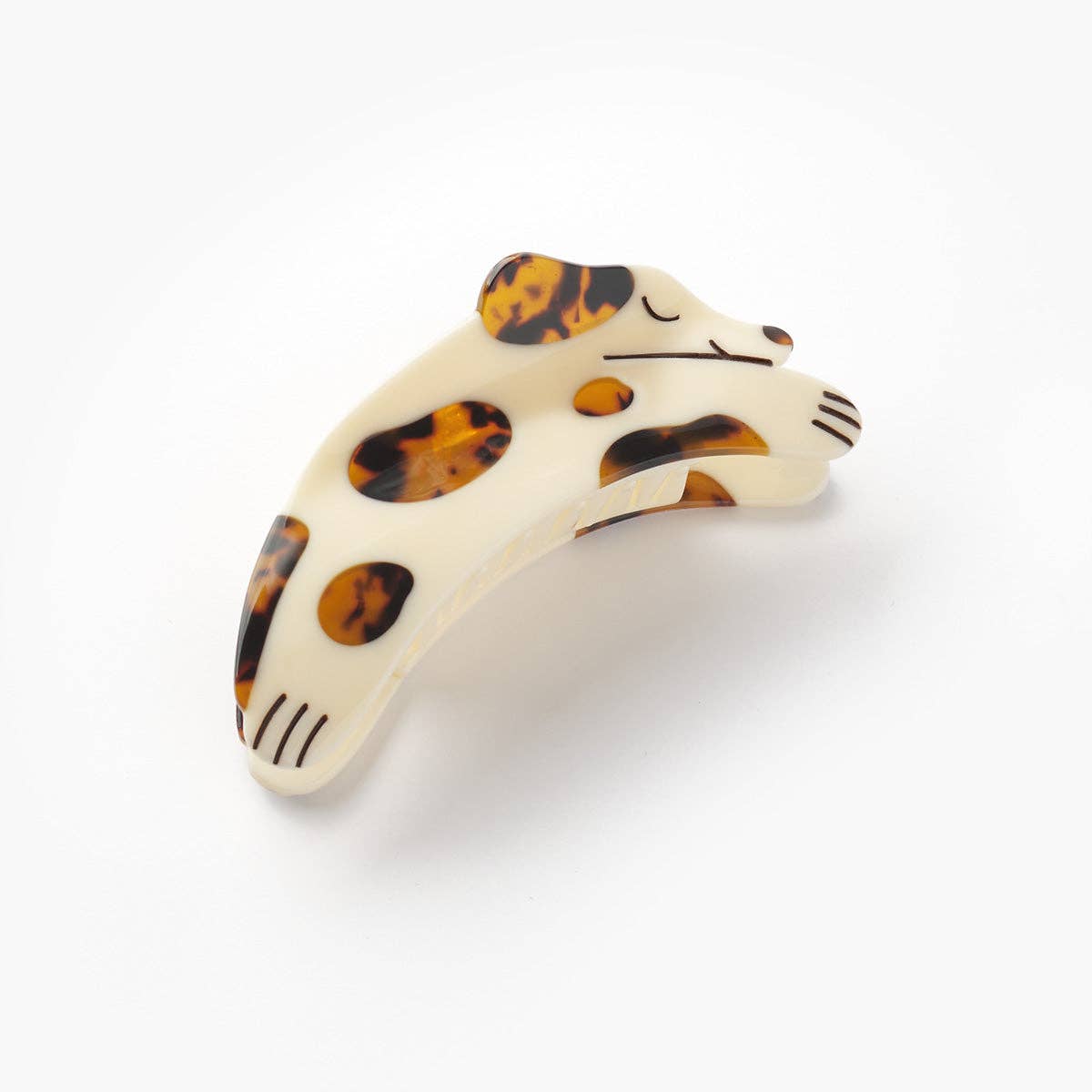 WINONA IRENE - Tortie Puppy Dog Hair Claw in Cream and Tortoise Acetate