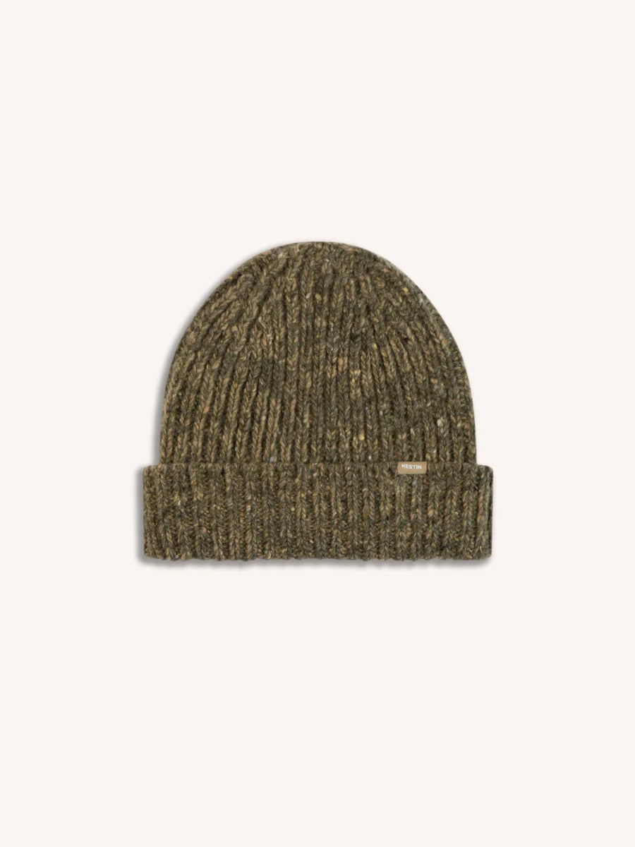 Isla Beanie in Olive Marl Merino Wool