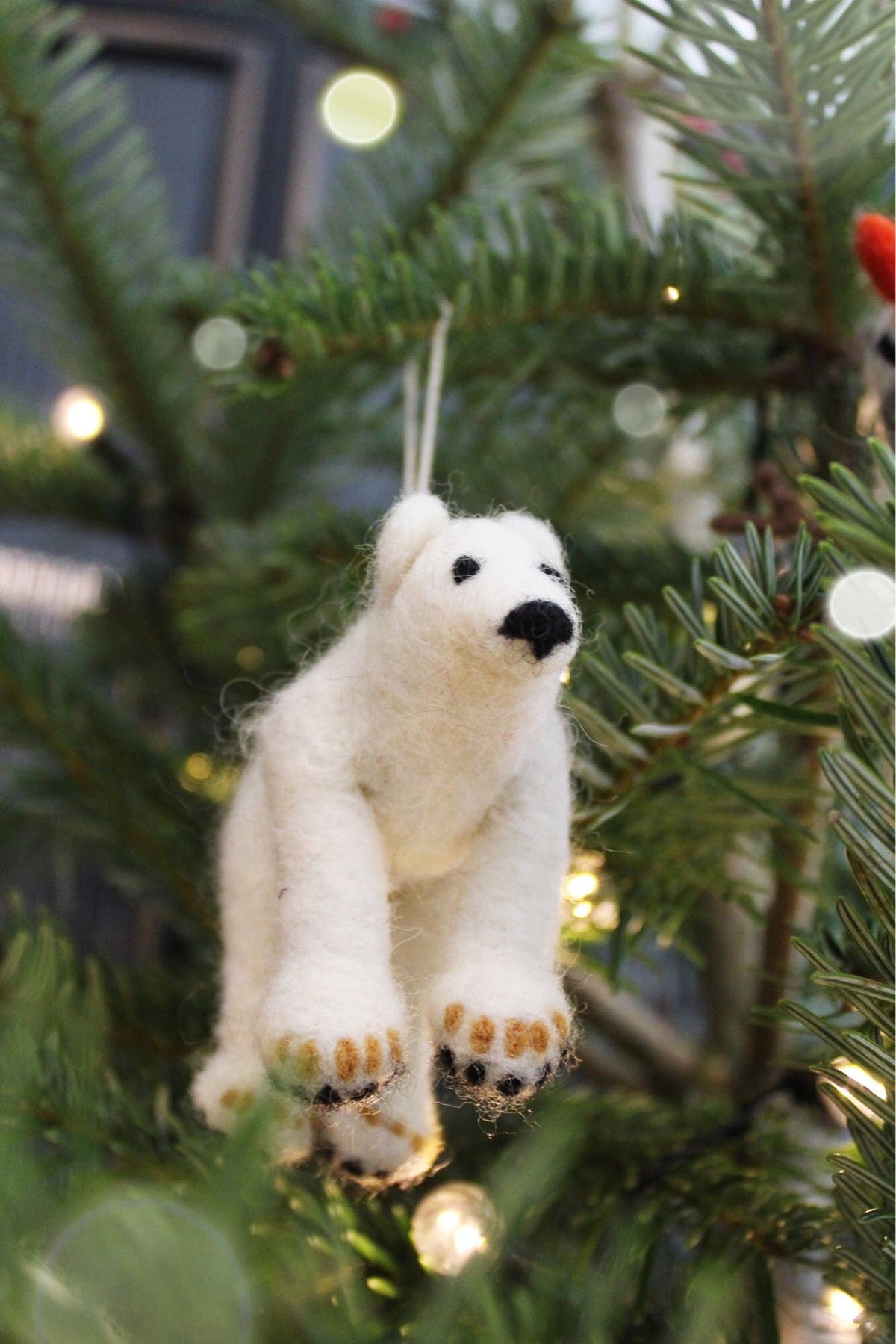 Handmade Felt Polar Bear Biodegradable Hanging Decoration