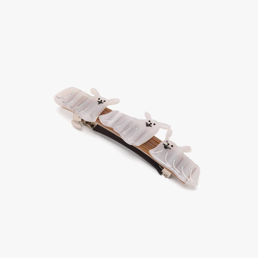 WINONA IRENE - Floof White Dogs Cute Acetate French Barrette Hair Clip