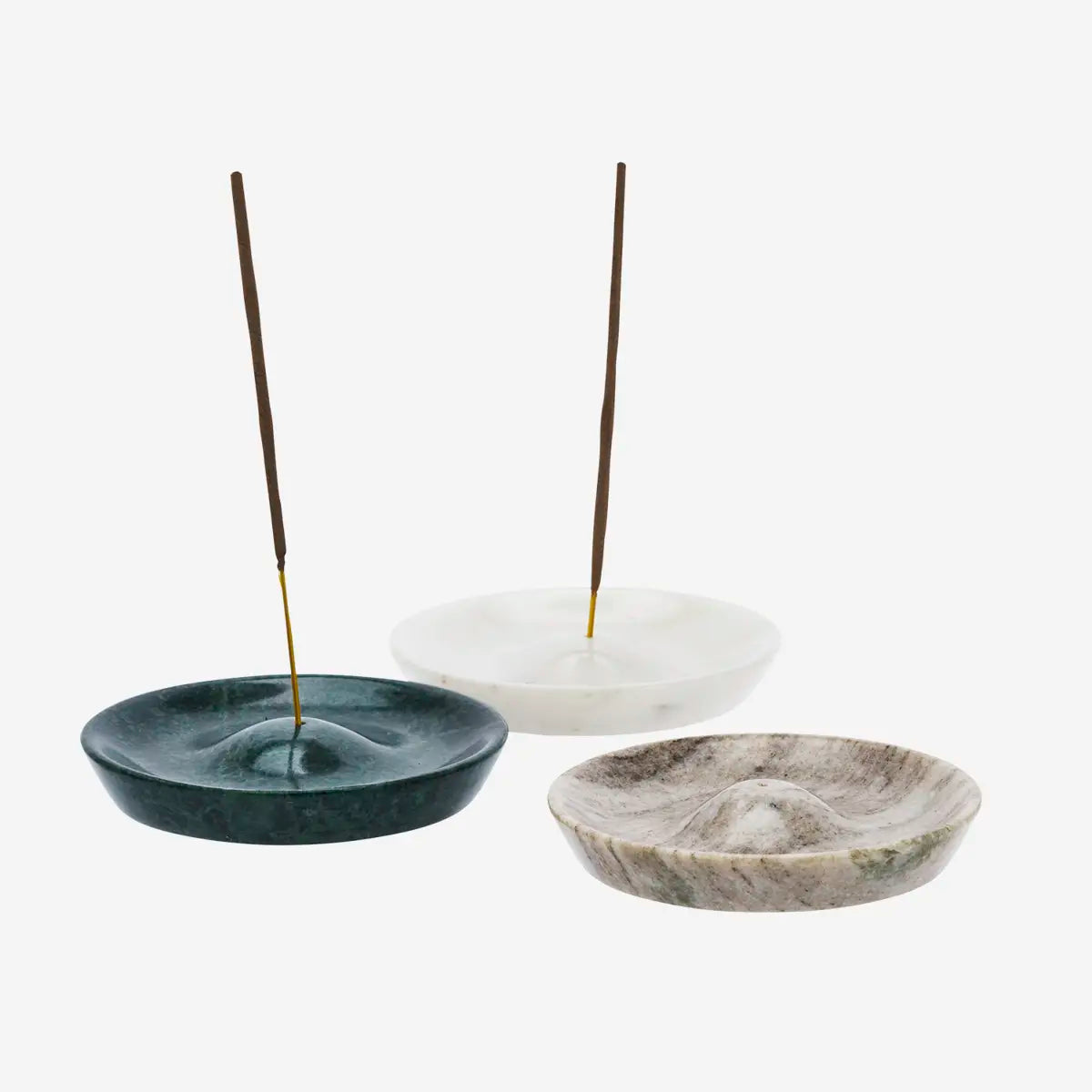 ROUND MARBLE INCENSE HOLDER, WHITE
