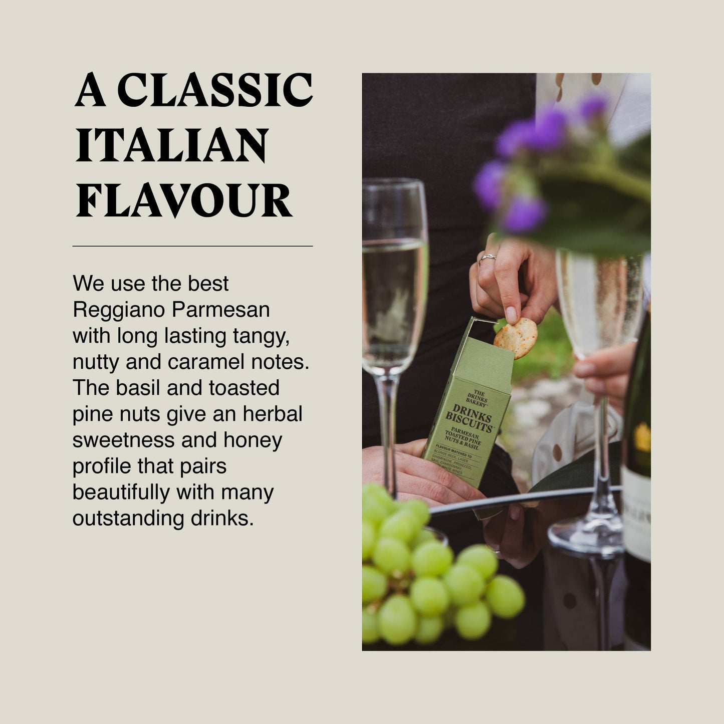 The Drinks Bakery - Drinks Biscuits - Parmesan Cheese & Sweet Basil 110g