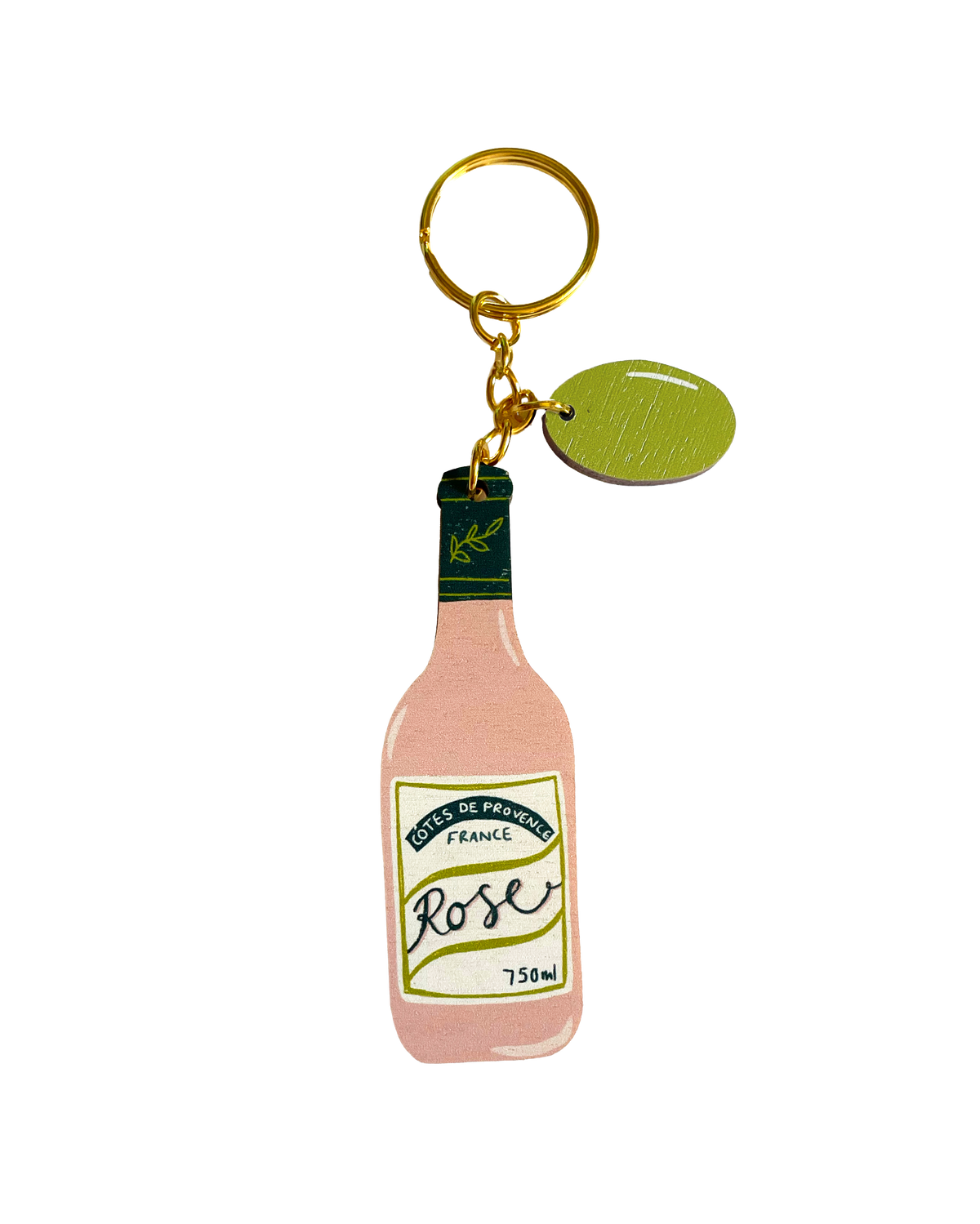 Rosé Wine & Olive Keychain