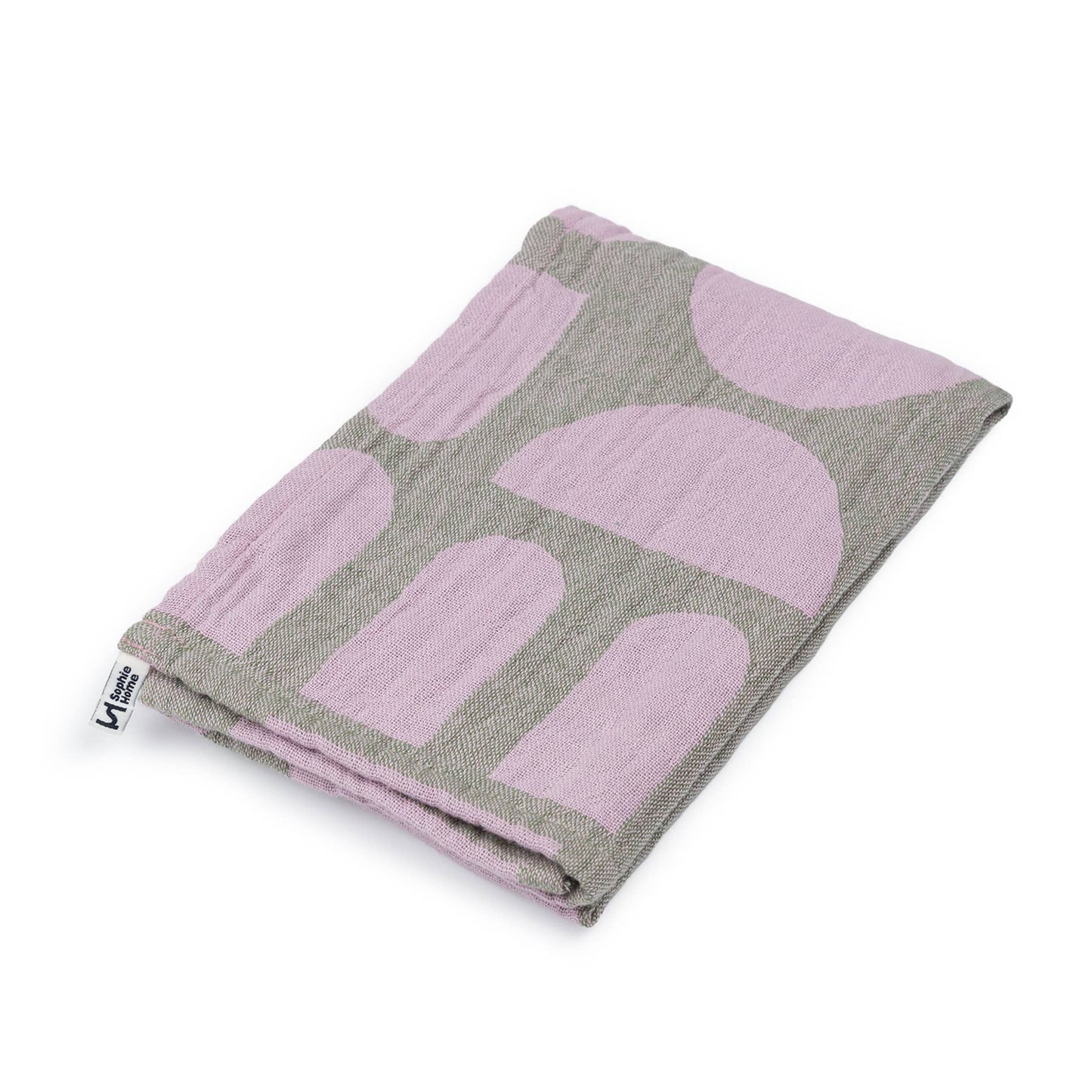 Sophie Home Ltd - Designer Cotton Tea Towel: Stack the Dishes Green