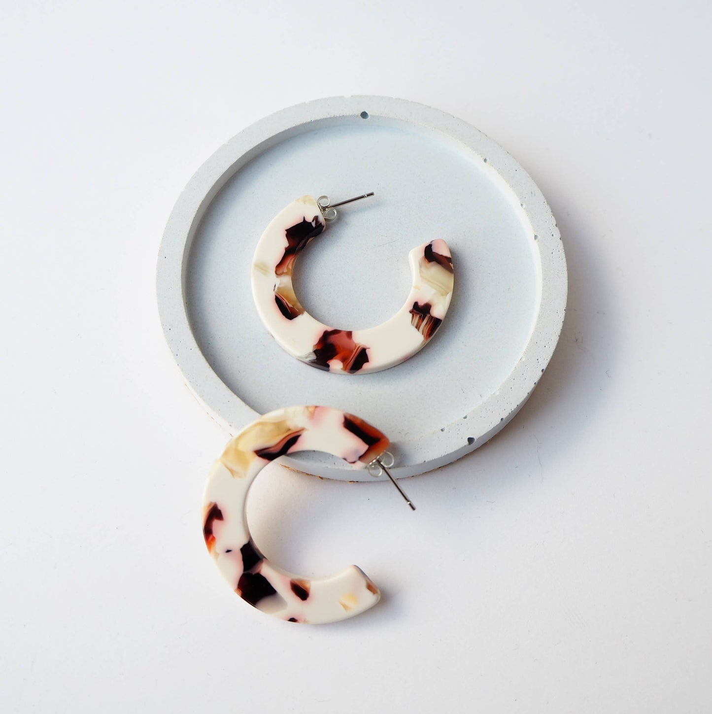 Custom Made - Cocoa Marble Midi Hoop Earrings