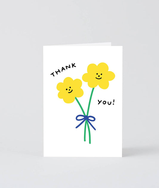 Thank You Double Flowers Greetings Card