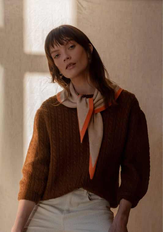 TBCo - Merino Triangle Scarf in Camel & Apricot