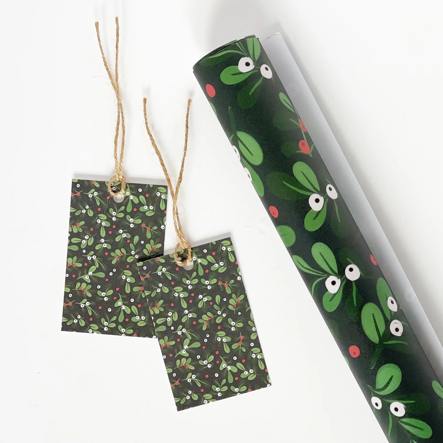 Christmas GREEN Mistletoe Gift Wrap