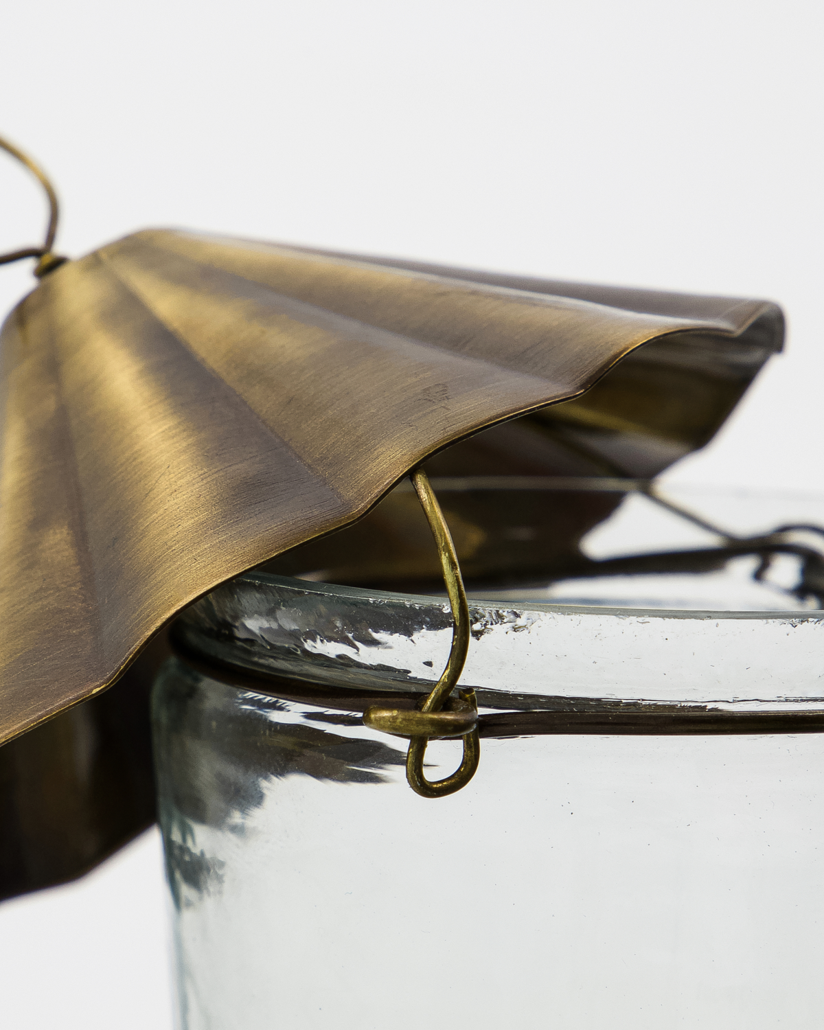 Tealight holder, Hang, Glass & Brass