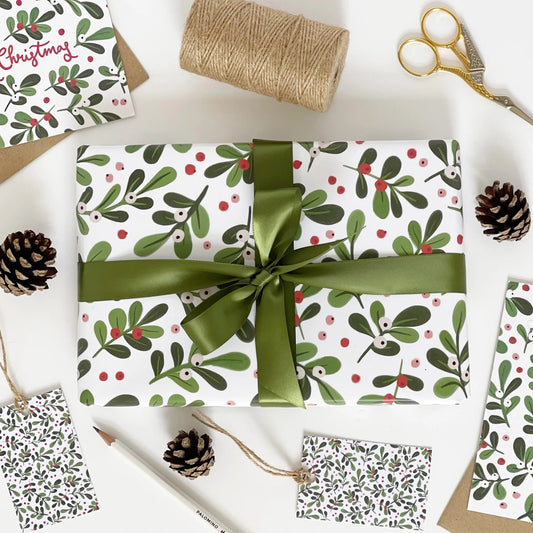 Christmas WHITE Mistletoe Gift Wrap