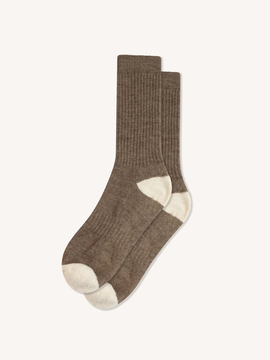 Elgin Sock in Brown/Ecru