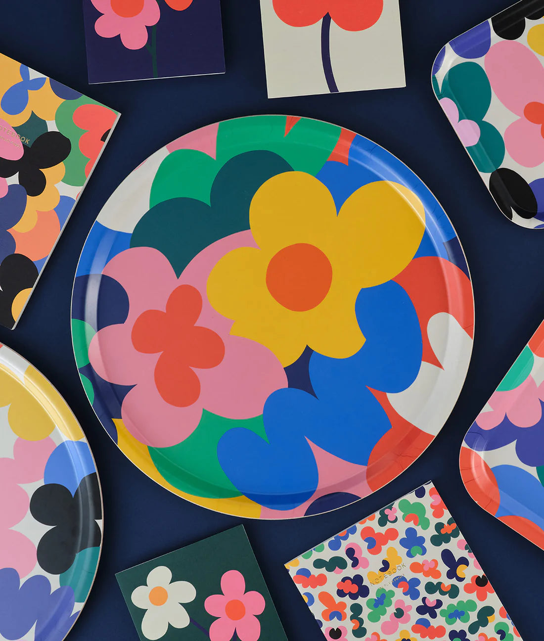 Floral Abstract Round Tray