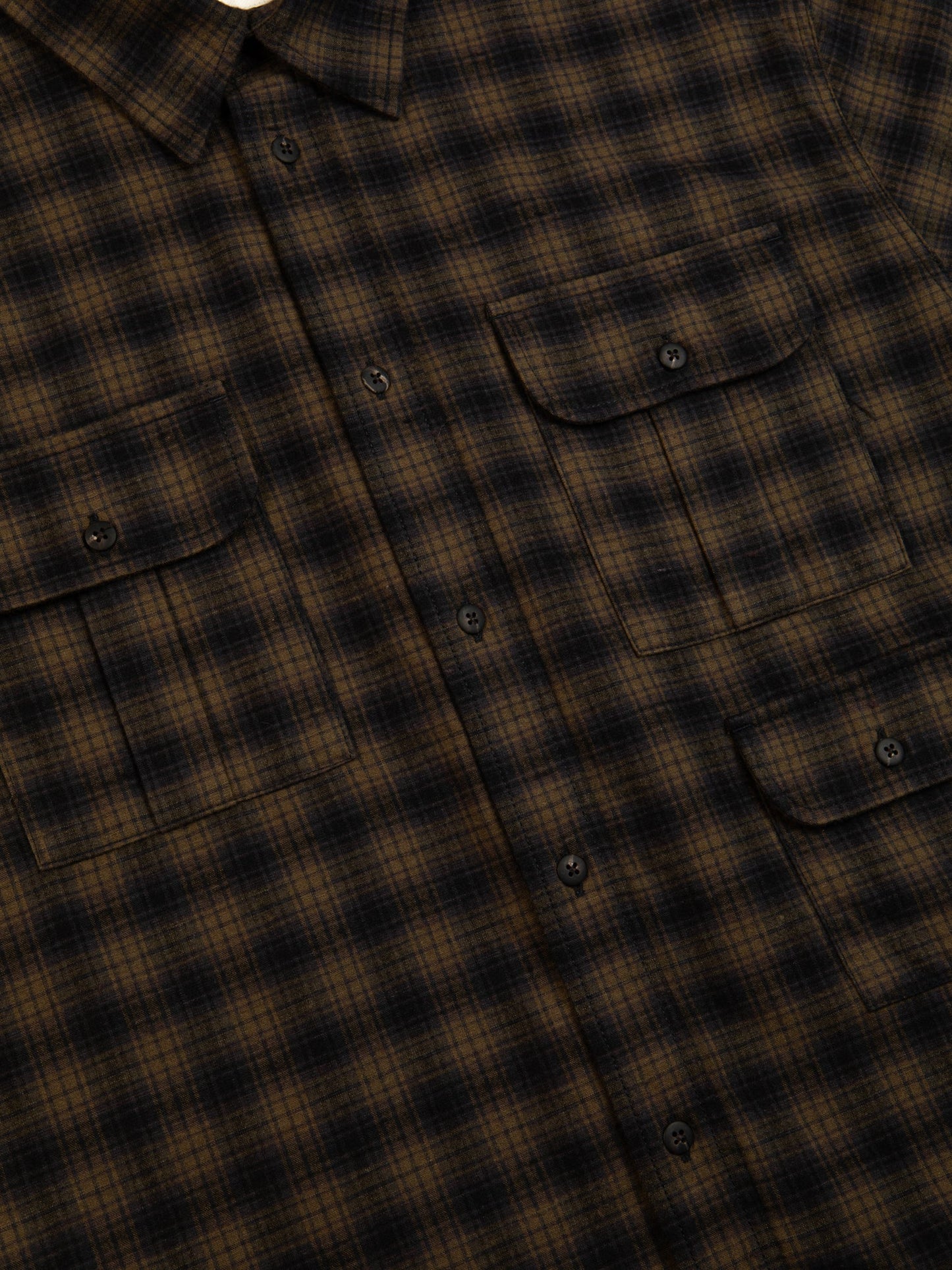 Kinnaird Shirt In Charcoal / Khaki Check Plaid Cotton