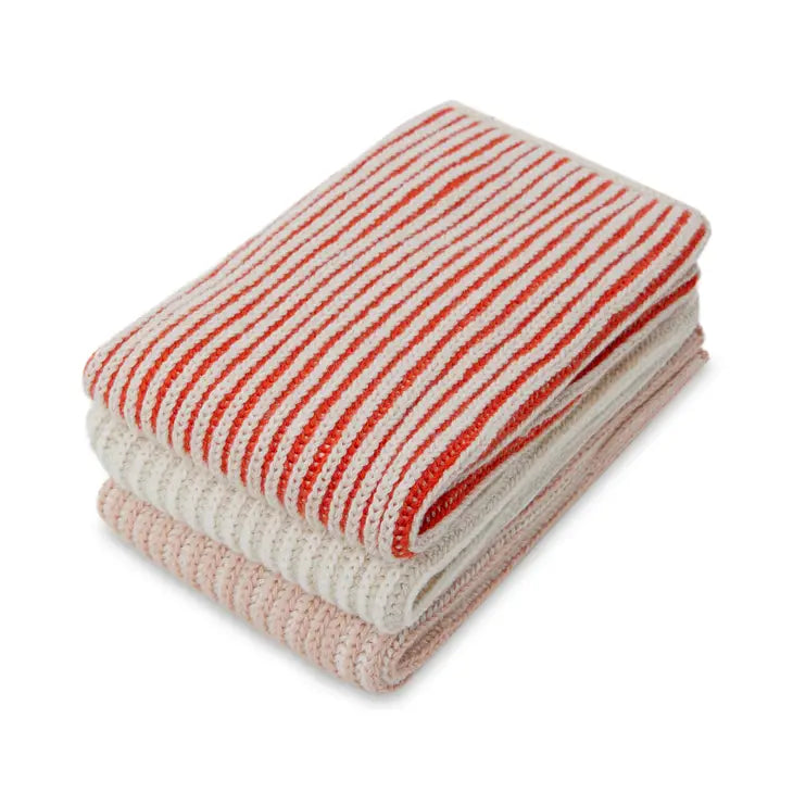 Cotton reusable ribbed dishcloths - pink
