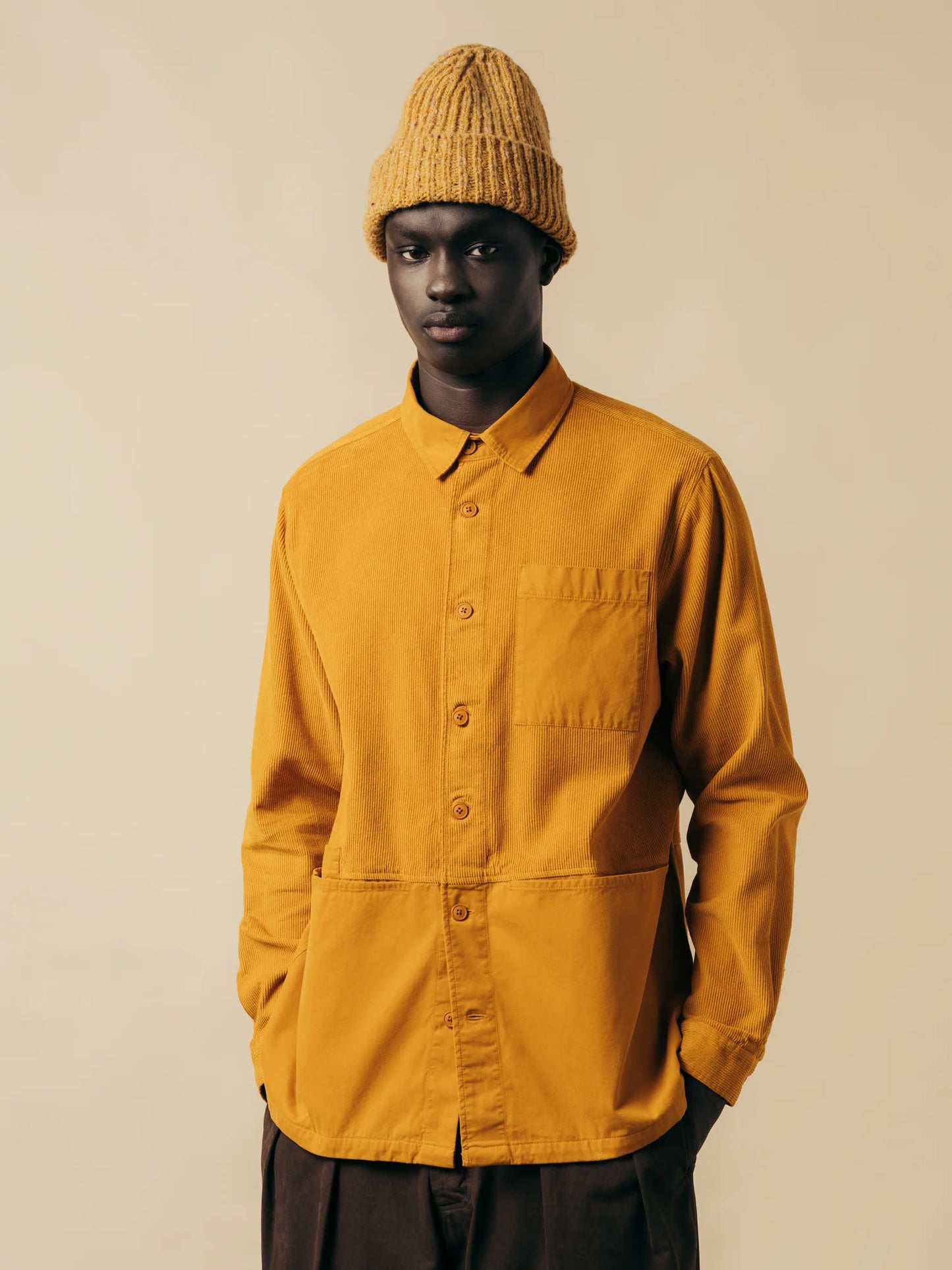 Rosyth Overshirt In Saffron Cord / Twill Blend