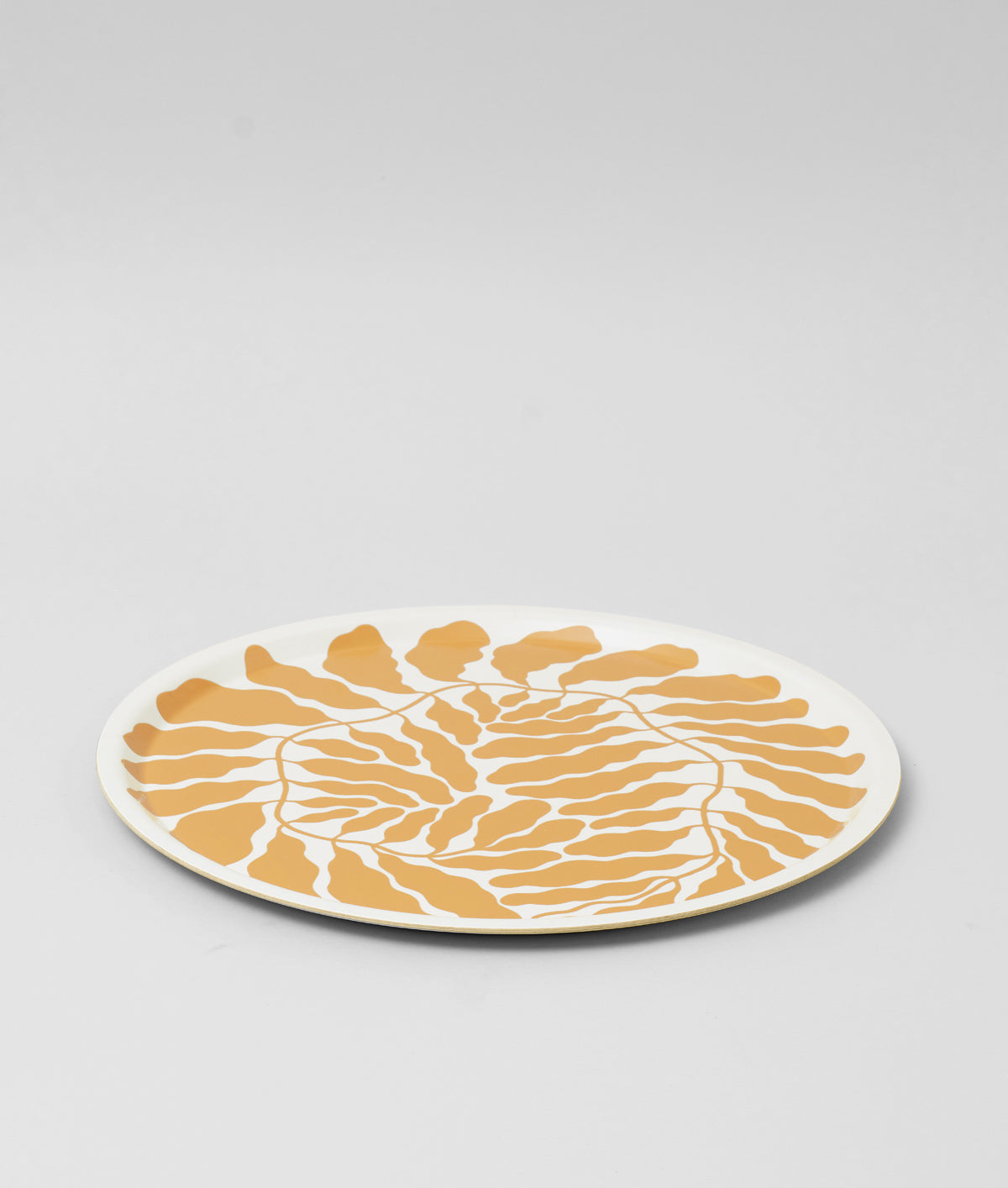 Leaves Yellow Large Round Birch Serving Tray