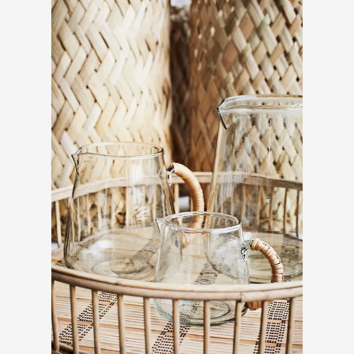Glass Jug with Bamboo Handle - Large