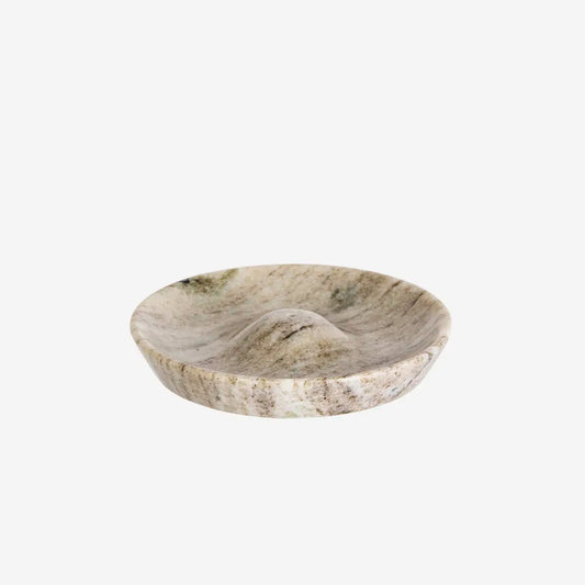 ROUND MARBLE INCENSE HOLDER, BEIGE