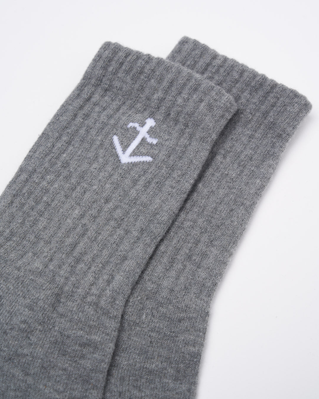 Grey socks, Ecru logo S/M