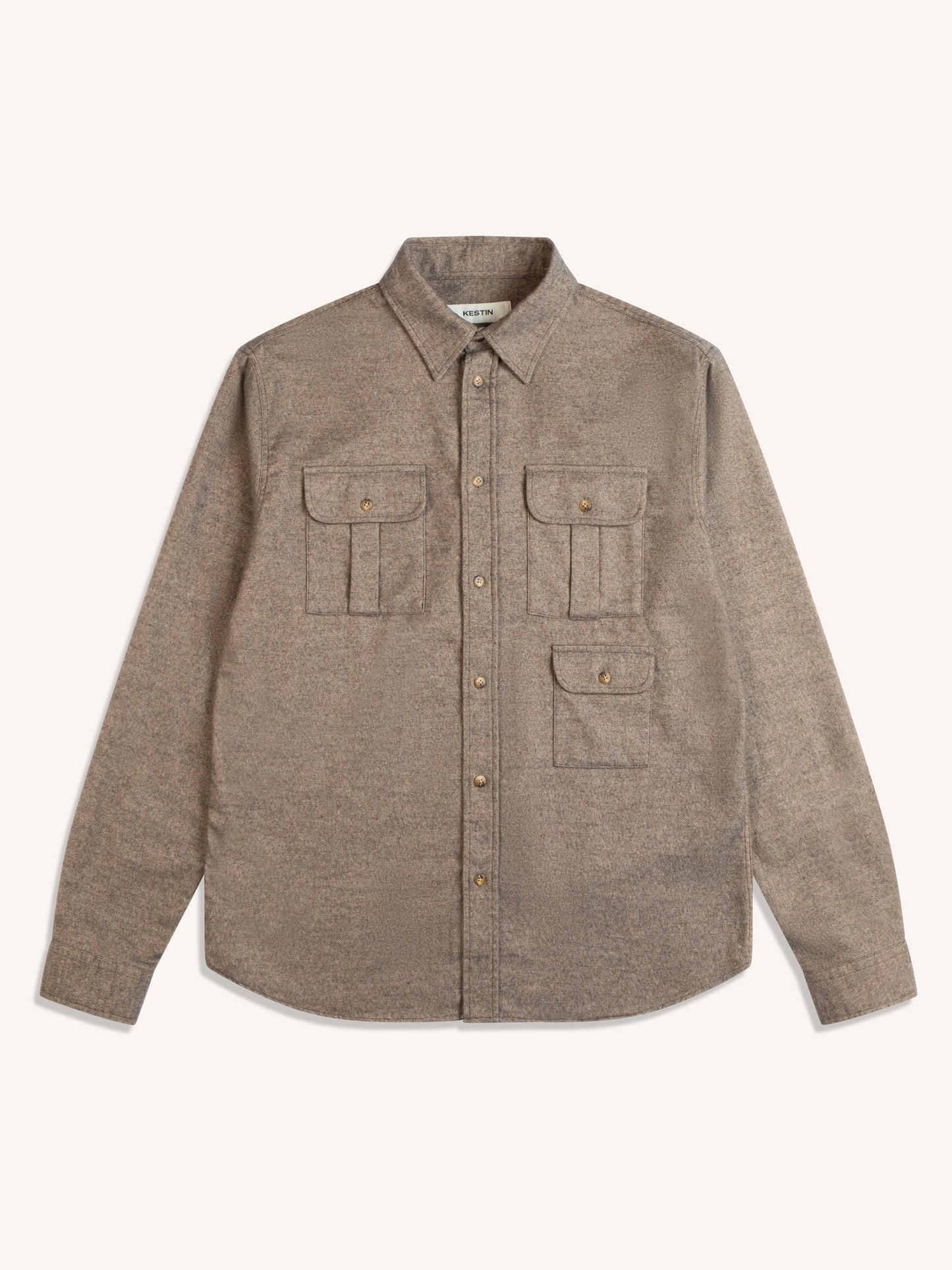 Kinnaird Shirt In Peat Marl Soft Mouline Cotton