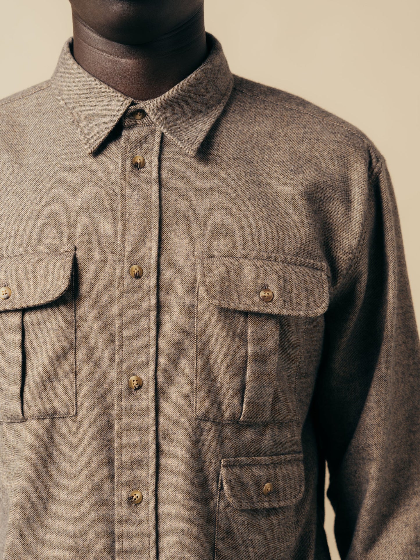 Kinnaird Shirt In Peat Marl Soft Mouline Cotton