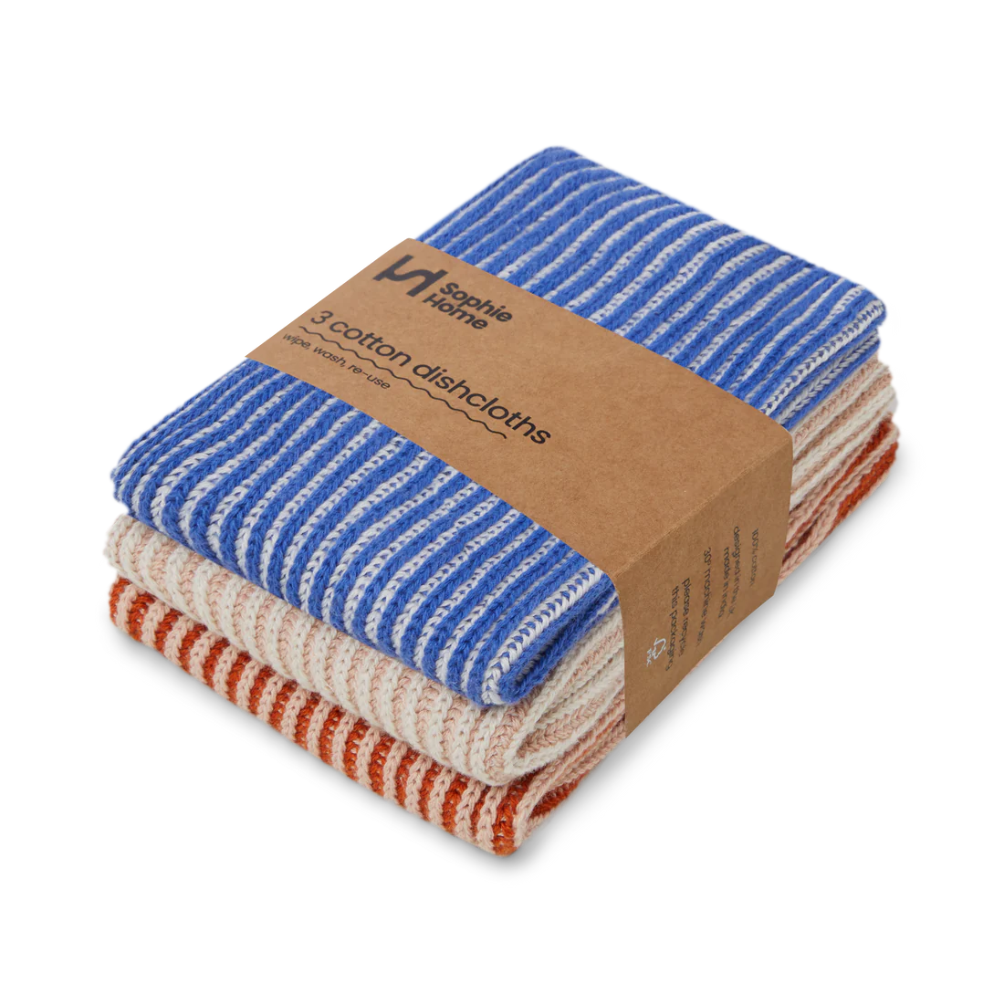 Cotton Reusable Ribbed Dishcloths: Cobalt