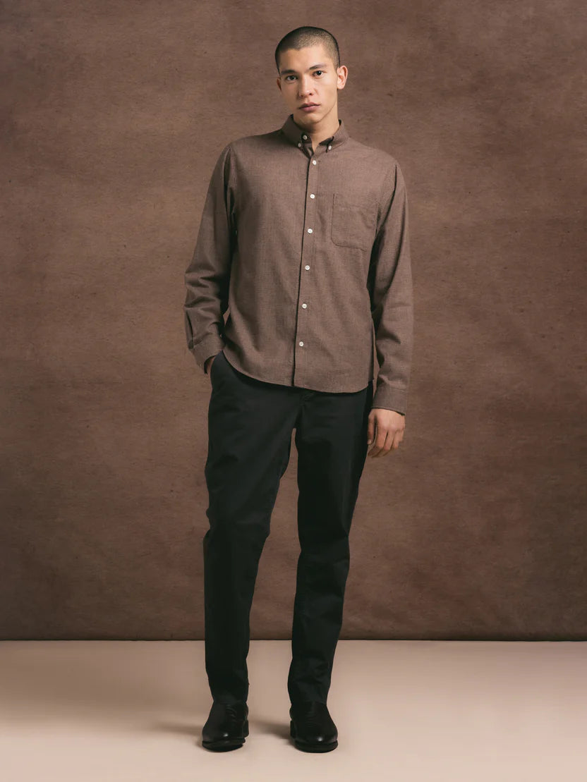 Raeburn Button Down Shirt in Taupe Houndstooth