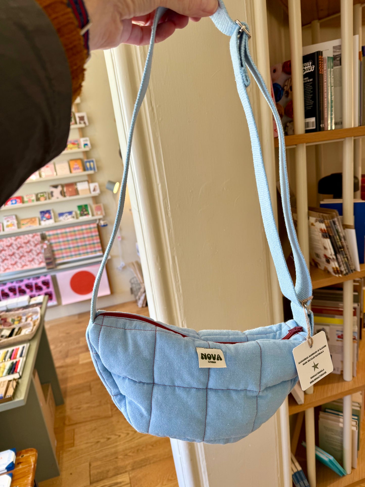 Bum Bag, Blue with red zip