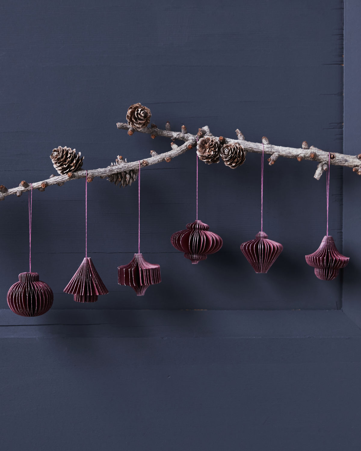 Honeycomb ornaments, burgundy