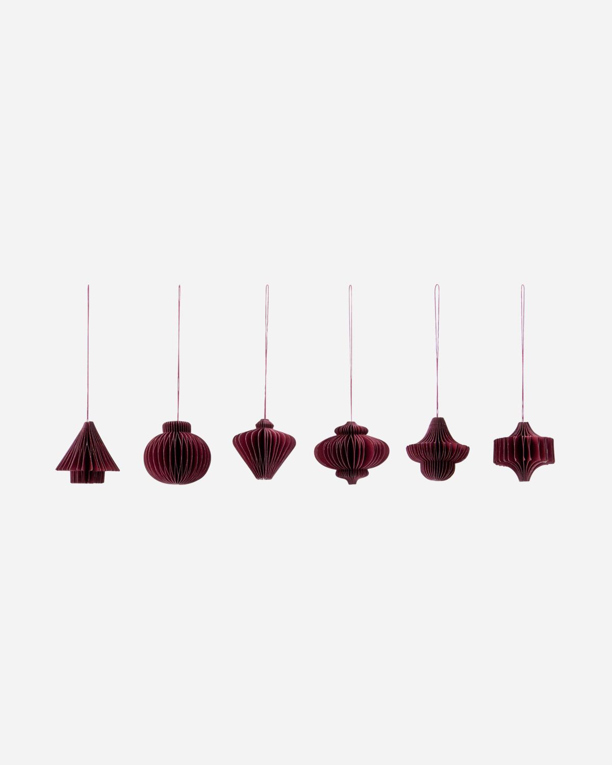 Honeycomb ornaments, burgundy