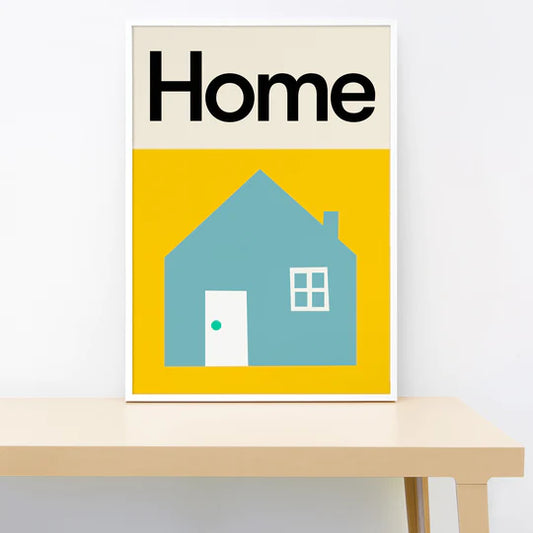 Home Yellow/Blue Small (21 x 30cm) Black frame