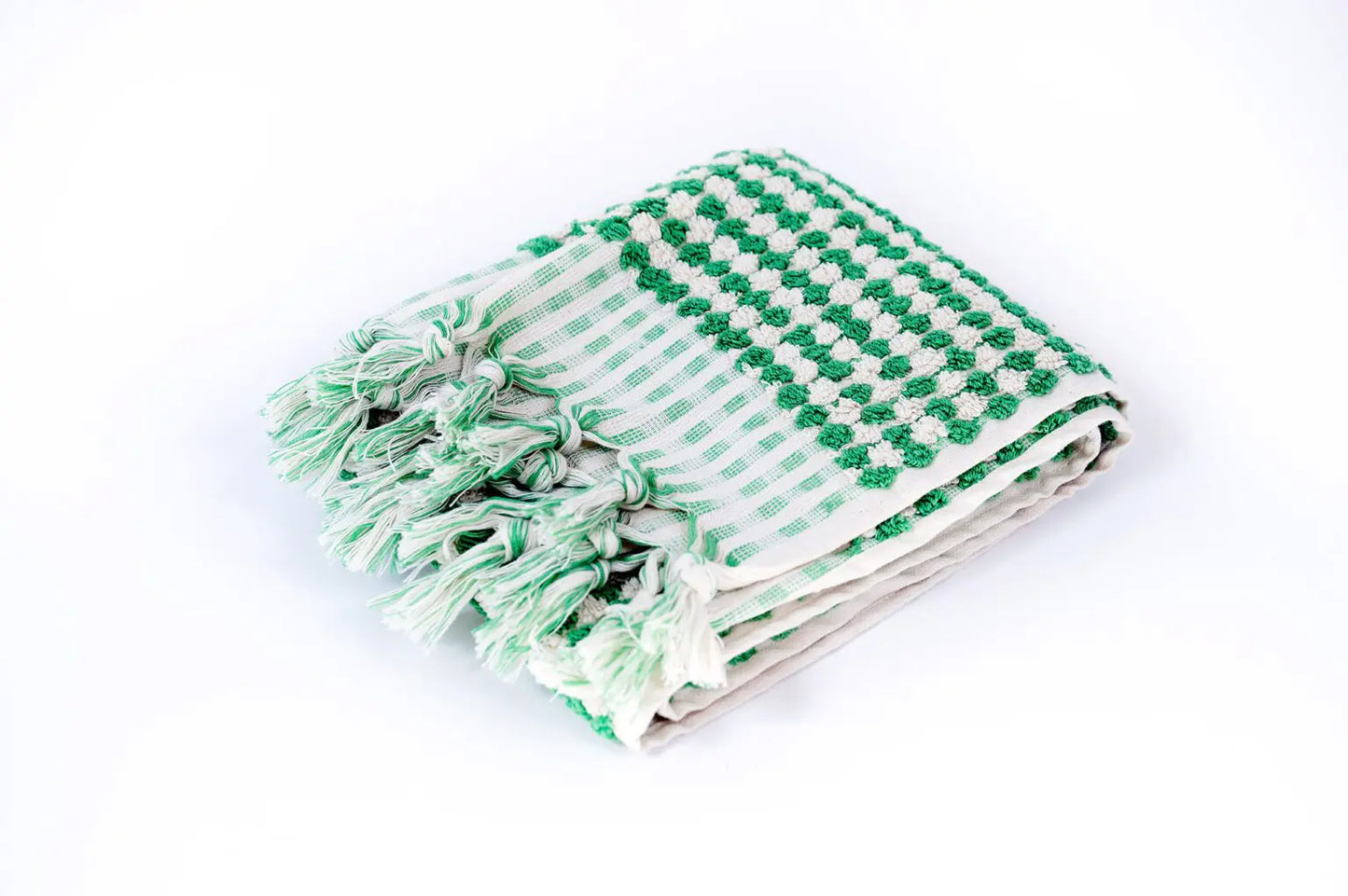 Green + White Spot Terry Hand Towel