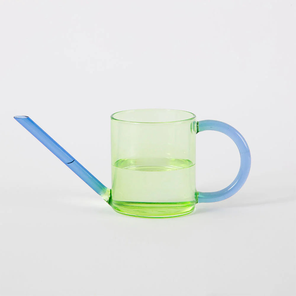 Glass Watering Can - Green/Blue