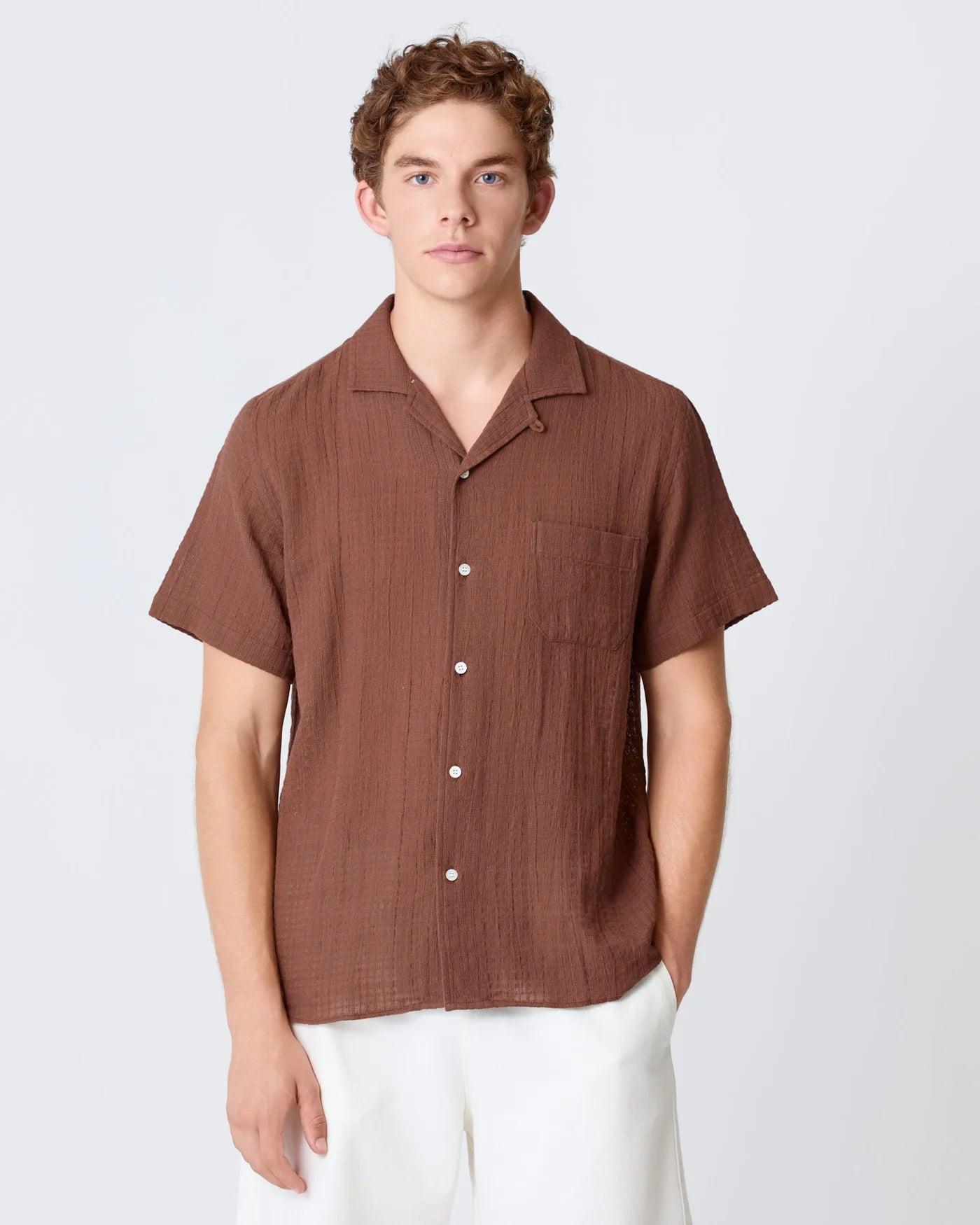 Silveira Panama Shirt, Aztec Brown, 100% Cotton