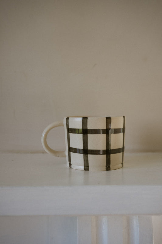 Gingham Check Mug - Pebble