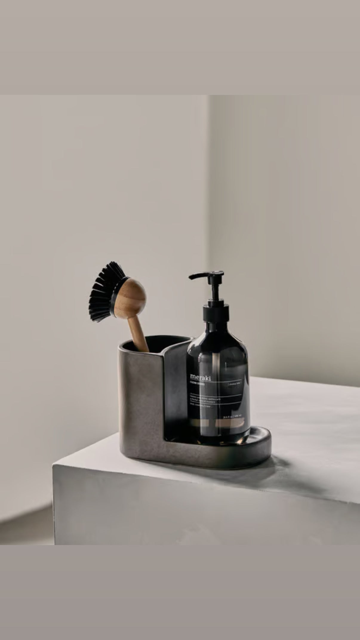 Sink Tidy, Brush and soap holder, small, Dark Grey