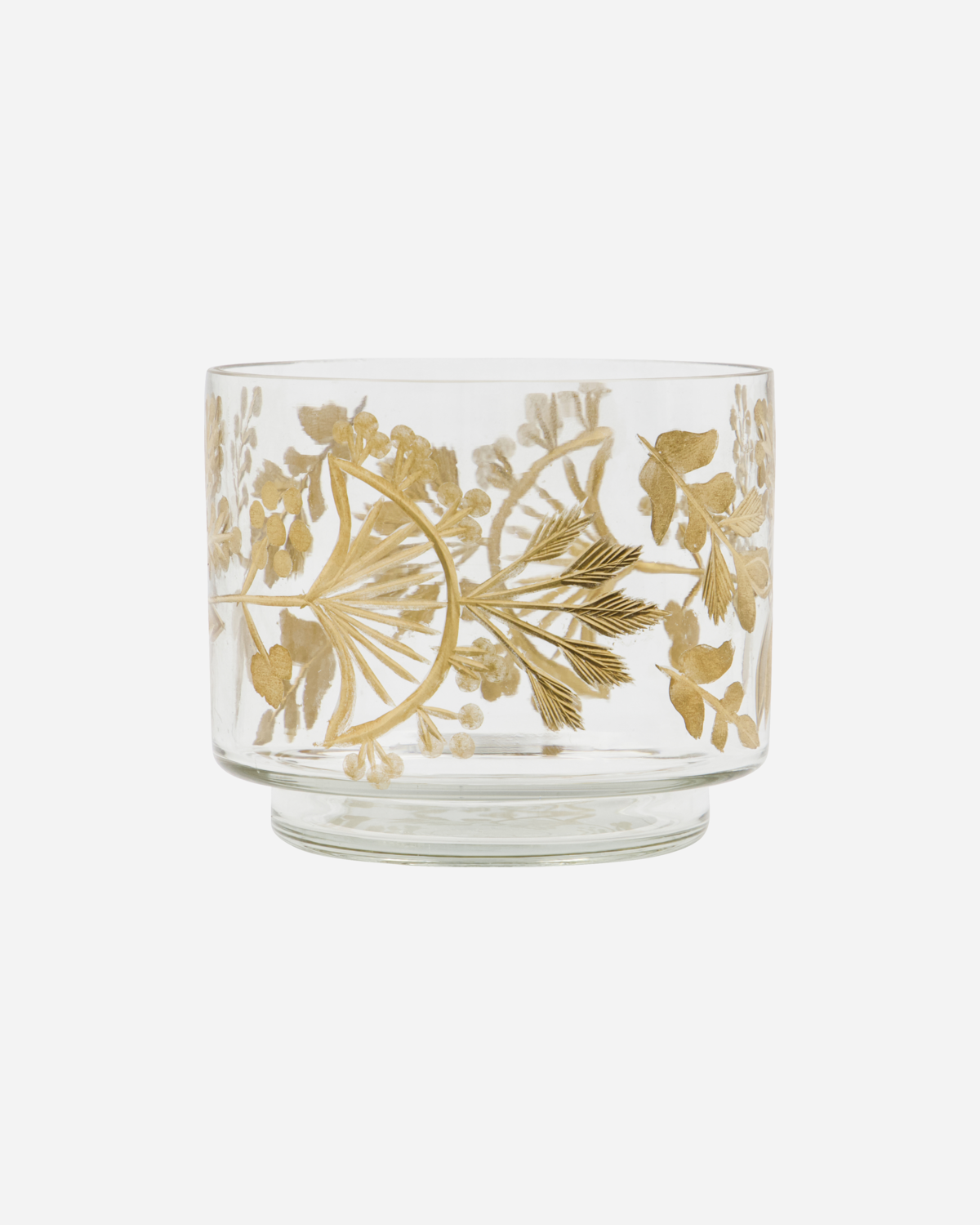 Tealight holder, Find, Glass & Gold, large
