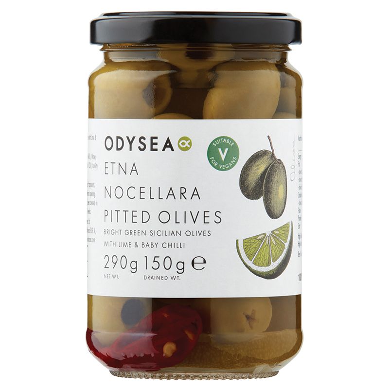 Odysea Nocellara Pitted Olives With Lime and Chilli In Brine
