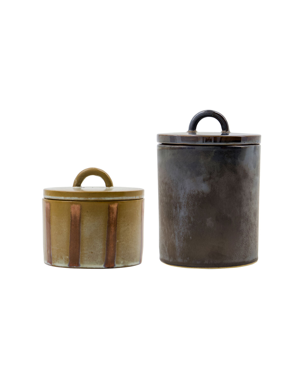 Storage Pots, Set of 2, Black, Brown & Sand