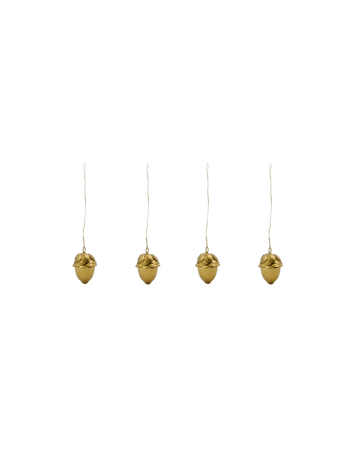 Christmas Ornaments, Acorn, Set of 4, Gold