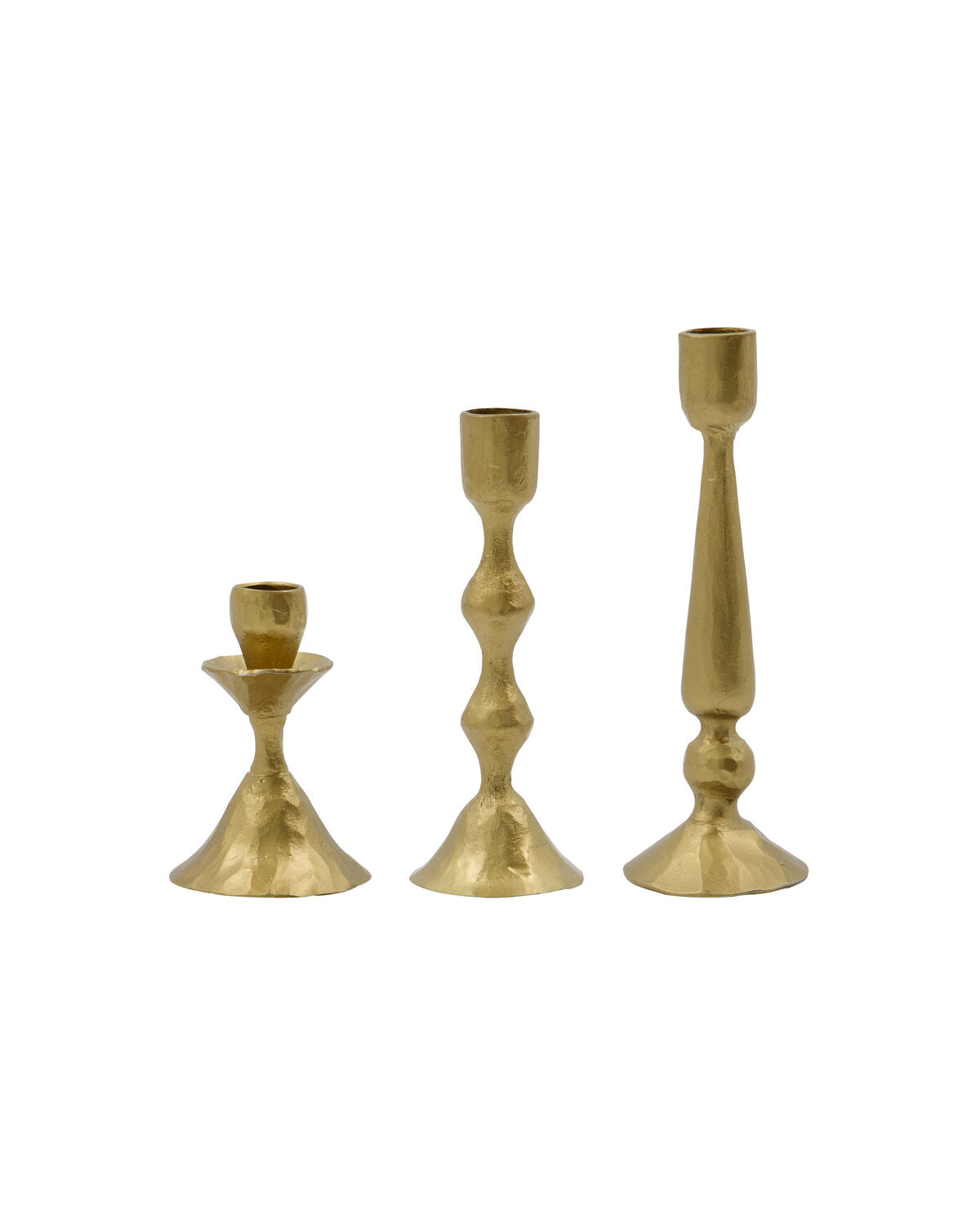 Candle holders, Set of 3, Castle, Antique Brass