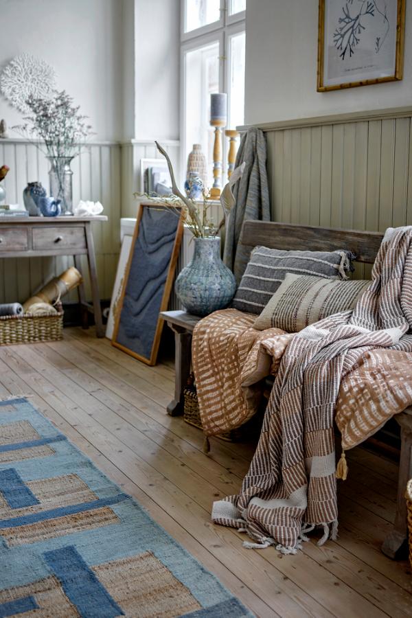 Isnel Throw, Brown Recycled Cotton & Fibres