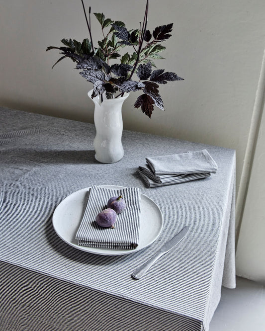 Needle-Striped Napkins, Sand & Black, Set of 4